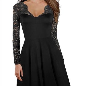 Black Lace Sleeve Dress